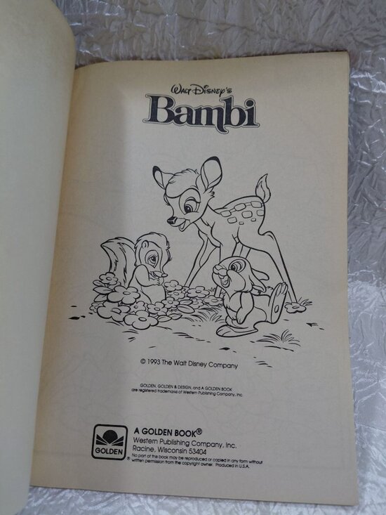 Walt Disneys Bambi Big Color Activity Book 1993 Golden Publishing Vintage - Picture 2 of 8